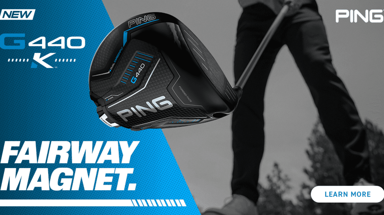 PING G440 K driver promoting its fairway performance with the text 'FAIRWAY MAGNET.'